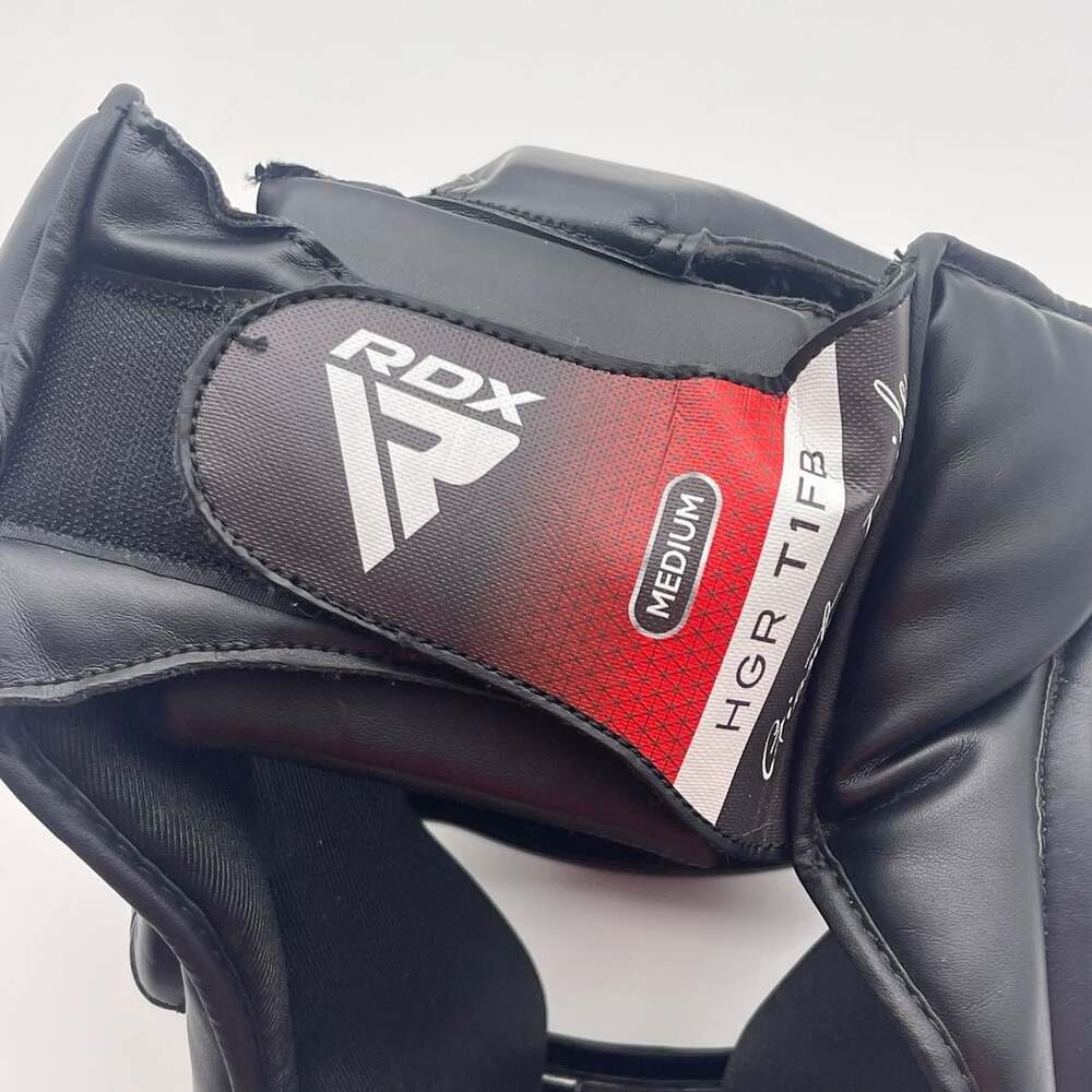 RDX T1FB Boxing Head Guard Black Leather Face Bar - Picture 2 of 11